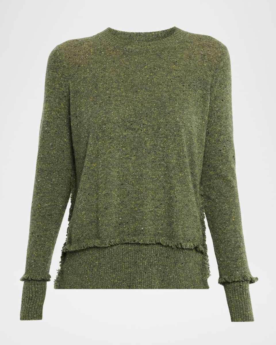 Crewneck Fringe-Trim Cashmere Sweat